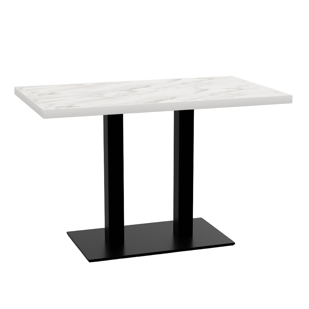 Bistrobord 120x80 cm | marmorvit | gjutjärnsram